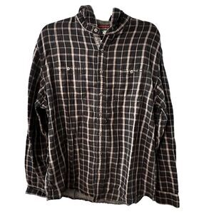 Rock & Republic ~ Long Sleeved Plaid Shirt with Hood ~ Button front ~ size XL